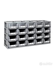 Scaffale con Contenitori in Plastica NUOVO