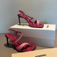 Jacquemus pink wood heel limone learher sandals