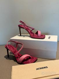 Jacquemus pink wood heel limone learher sandals