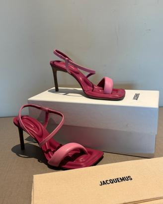 Jacquemus pink wood heel limone learher sandals