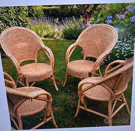 4 sedie in vimini color marrone