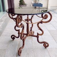 Tavolino dipinto oro e vetro