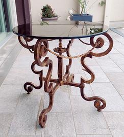 Tavolino dipinto oro e vetro