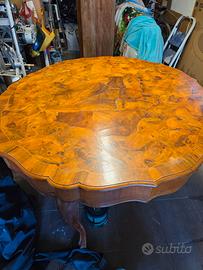 Tavolo noce e radica '800