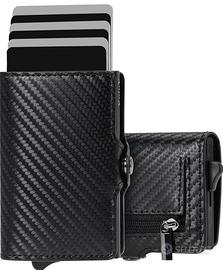 NUOVO Portafoglio Uomo,Porta Carte di Credito Nero