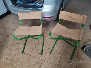 Coppia di sedie pieghevoli vintage verdi