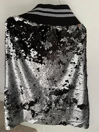Gonna paillettes argento e nera - Taglia Unica 