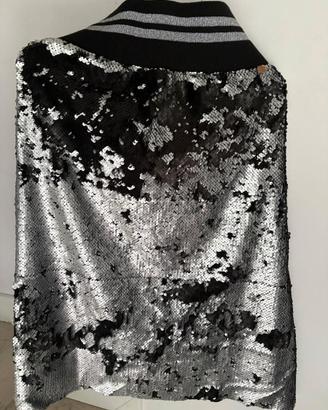 Gonna paillettes argento e nera - Taglia Unica 