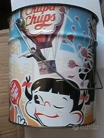 Secchiello metallico "Chupa Chups" arredo Vintage