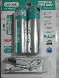 BATTERIA - LITIO 18650 - Ricaricabile con USB -