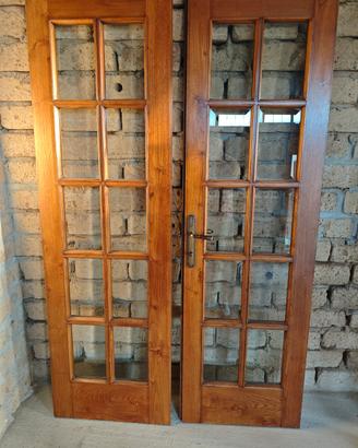 Porta vetrata in noce massello stile inglese