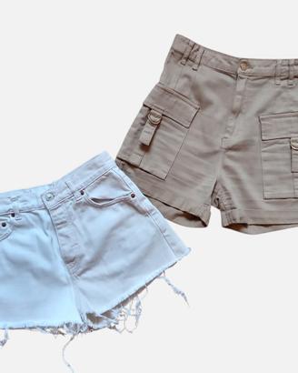 Set 2 shorts bianco e beige da ragazzina.XS e S