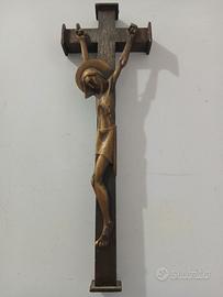 Antico Crocifisso ottone e metallo 