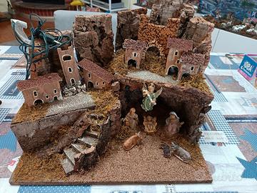 Capanna presepe completa e con luci