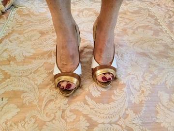 Sandali zeppa Mac Collection 37 sughero bianco oro