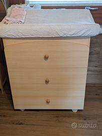 Fasciatoio in legno con vaschetta e cassettiera