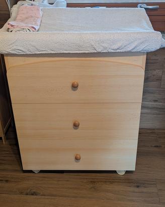 Fasciatoio in legno con vaschetta e cassettiera