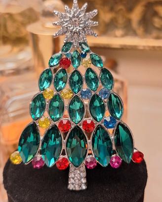 Spilla Natale trendy con
cristalli multicolore