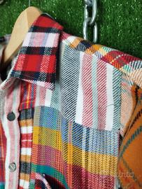 camicia a quadri patchwork vintage taglia M 