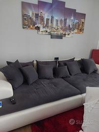 Divano moderno bicolore  grigio scuro/bianco