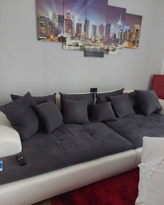 Divano moderno bicolore  grigio scuro/bianco