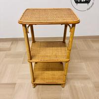 Comodino étagère vintage vimini/rattan