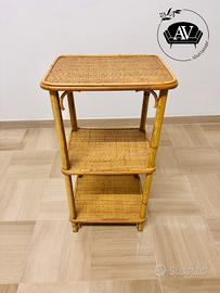 Comodino étagère vintage vimini/rattan