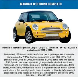 Manuale Officina Mini Cooper S R50 R52 R53  