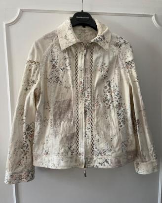 Giacca jeans bianco e fiori Mariella Rosati