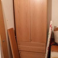 Armadio da stanza con ponte, legno chiaro, 6 ante