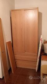 Armadio da stanza con ponte, legno chiaro, 6 ante