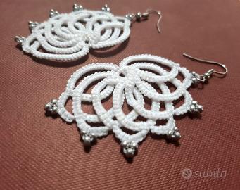 Orecchini in pizzo chiacchierino - Bianco