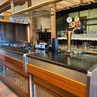 Bancone bar legno d vetro con piano in marmo