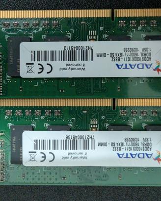 Kit RAM ADATA DDR3L 2GB (2×1GB) 1600MHz SO-DIMM