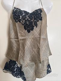 top e culotte pura seta e pizzo marca argento vivo