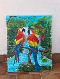 Dipinto su tela - "Pappagalli"