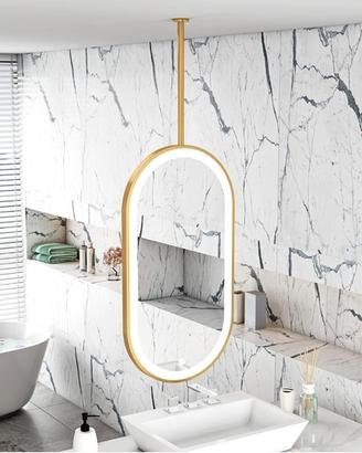 specchio design con luce con attacco dal soffitto