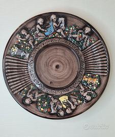 PIATTO CERAMICA TITANO con lavorazione in rilievo