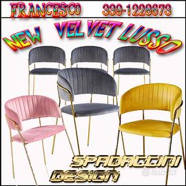 sedie poltrona in velluto new velvet gambe oro
