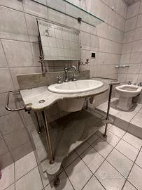 Mobile lavabo bagno in marmo con specchio vintage