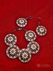 ARGENTO 925 bracciale e orecchini smaltati