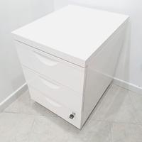 Cassettiera bianca metallo studio rotelle e chiave