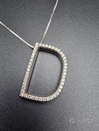 COLLANA ORO D INIZIALE 47 DIAMANTI