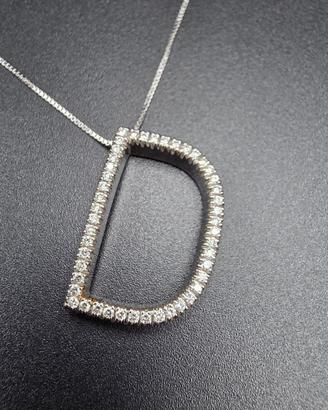 COLLANA ORO D INIZIALE 47 DIAMANTI