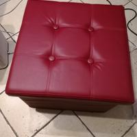 Puff cubo sgabello pieghevole ecopelle rosso
