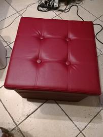 Puff cubo sgabello pieghevole ecopelle rosso