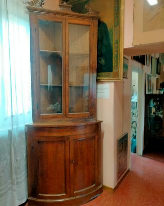 angoliera vetrina antica  in legno di noce
