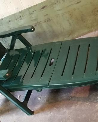 Lettino / sdraio grande verde con ruote chiudibile