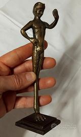 VECCHIA STATUA FAUNO SATIRO IN OTTONE / BRONZO 