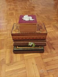 4 cofanetti in legno decorati